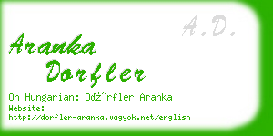 aranka dorfler business card